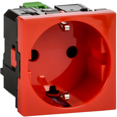 Розетка 2мод. 16А 250В 90град. с заземл. без защ. шторок безвинт. зажимы красн. ИЭК Leg 4525054