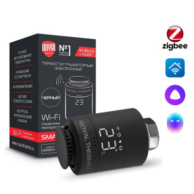 Термостат радиаторный электронный Smart Heat черн. Royal Thermo НС-1402610