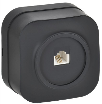 Розетка телефонная ОП GLORY РТ20-ХЧм RJ11 черн. матов. IEK ETH10-K02M