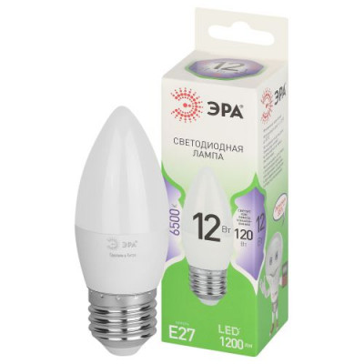 Лампа светодиодная GREEN LINE B35-12W-865-E27 GL 12Вт свеча 6500К свет холод. E27 Эра Б0067127