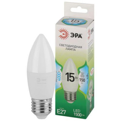 Лампа светодиодная GREEN LINE B35-15W-840-E27 GL 15Вт свеча 4000К яркий свет бел. E27 Эра Б0067115