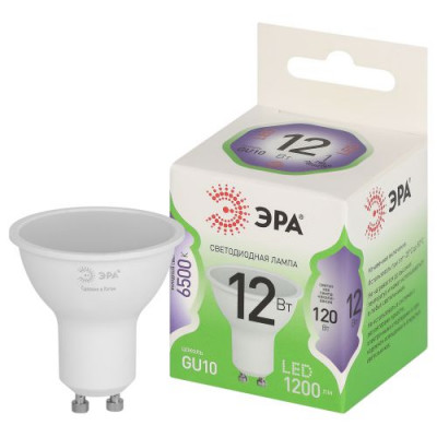 Лампа светодиодная GREEN LINE MR16-12W-865-GU10 GL 12Вт софит 6500К свет холод. GU10 Эра Б0067074