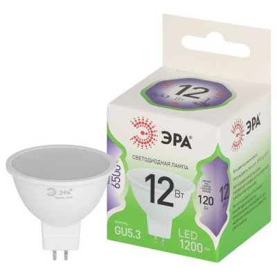 Лампа светодиодная GREEN LINE MR16-12W-865-GU5.3 GL 12Вт софит 6500К свет холод. GU5.3 Эра Б0067062
