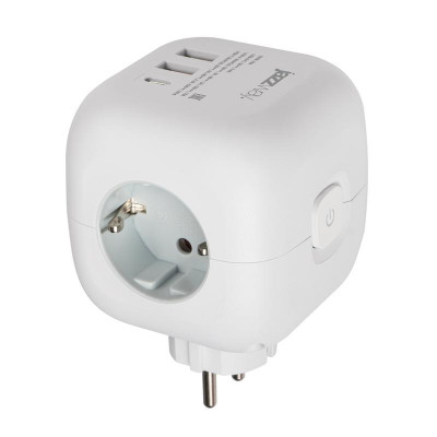 Разветвитель 3-м с заземл. AC-3UGS-wh 2хUSB type-A + 1хtype-C с выключателем бел. JazzWay 5060630