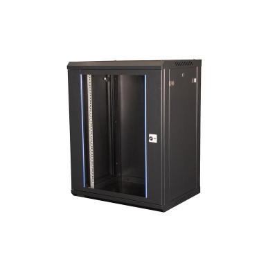 Шкаф телекоммуникационный настен. 19дюйм 15U 769х600х450мм дверь стекло черн. Datarex DR-634001