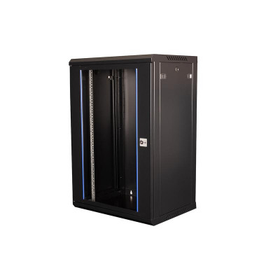 Шкаф телекоммуникационный настен. 19дюйм 18U 901х600х450мм дверь стекло черн. Datarex DR-635001