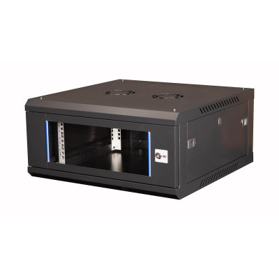 Шкаф телекоммуникационный настен. 19дюйм 4U 280х600х600мм дверь стекло черн. Datarex DR-630101