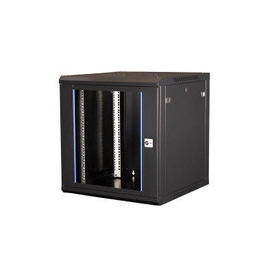 Шкаф телекоммуникационный настен. 19дюйм 12U 635х600х600мм дверь стекло черн. Datarex DR-633101