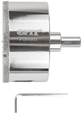 Коронка кольцевая алмазная по керамограниту камню и кафелю 73х70мм с центровочным сверлом FIT 16227