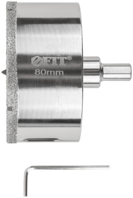 Коронка кольцевая алмазная по керамограниту камню и кафелю 80х70мм с центровочным сверлом FIT 16228