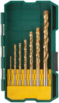 Набор сверл HSS по металлу 2; 3; 3.5; 4; 5; 6; 8мм покрытие титан. (уп.7шт) FIT 34215