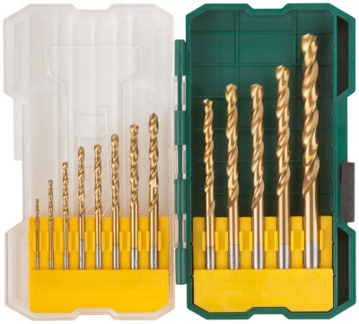 Набор сверл HSS по металлу 1.5; 2; 2.5; 3; 3.2; 3.5; 4; 4.5; 5; 5.5; 6; 6.5; 8мм покрытие титан. (13 предметов) FIT 34216