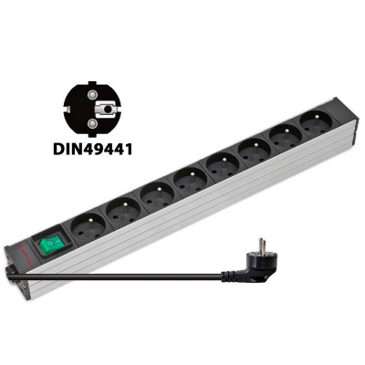 Блок розеток 8-м 16А горизонт. евро/немецк. стандарт для 19дюйм шкафов выключатель шнур 1.8м корпус AL SYSMATRIX PD 0804.019