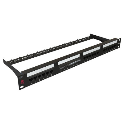Патч-панель 19дюйм 1U 24 порта RJ45 кат.5E Dual IDC с задн. кабельным организатором черн. SYSMATRIX PP 1901U.S245EU.M