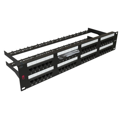 Патч-панель 19дюйм 2U 48 портов RJ45 кат.5E Dual IDC с задн. кабельным организатором черн. SYSMATRIX PP 1902U.S485EU.M