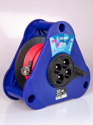 Удлинитель на треугольной катушке 4х30м без заземл. 16А IP44 3.5кВт ПВС 2х2.5 УКП КОСМОС YKTKsm30m-4g(2.5)