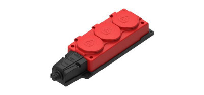 Колодка удлинителя 3-м 16А IP44 MultiSet 2P+E 250В каучук красн. SE MST4123RD