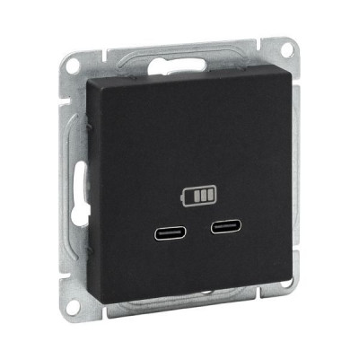 Розетка 2-м СП Эпика USB-C механизм черн. EKF UP1-SOB-2USBC