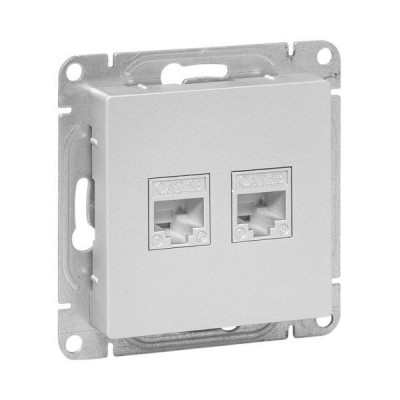 Розетка компьютерная 2-м СП Эпика RJ45 кат.5 механизм алюм. EKF UP1-SOA-2RJ45-5