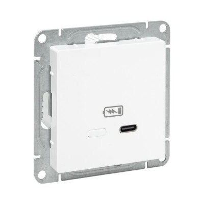 Розетка СП Эпика USB-С быстрая механизм бел. EKF UP1-SOW-USBCF