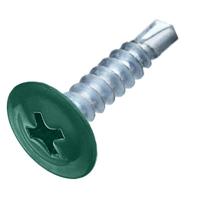 Саморез металл-металл 4.2х25 прессшайба сверло RAL 6005 зел. мох (европодвес) (уп.20шт) СТРОЙМЕТИЗ 253017120
