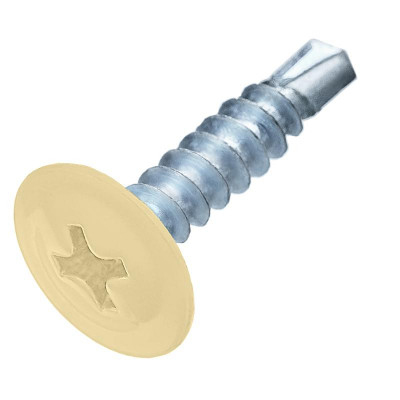 Саморез металл-металл 4.2х19 прессшайба сверло RAL 1014 сл. кость (европодвес) (уп.20шт) СТРОЙМЕТИЗ 2530111