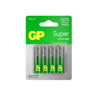 Элемент питания алкалиновый AA/LR6 1.5В Super Alkaline G-Tech 15AA21-2CRSBC4 40/320 (блист.4шт) GP 1222