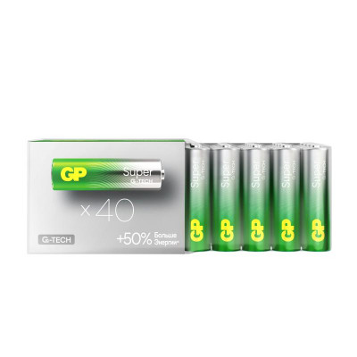 Элемент питания алкалиновый AA/LR6 1.5В Super Alkaline 15AA21-2CRSWC40 240/720 (уп.40шт) GP 1207