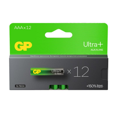Элемент питания алкалиновый AAA/LR03 1.5В Ultra Plus Alkaline G-Tech 24AUPA21-2CRB12 96/768 (блист.12шт) GP 622