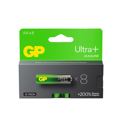 Элемент питания алкалиновый AA/LR6 1.5В Ultra Plus Alkaline G-Tech 15AUPA21-2CRB8 96/768 (блист.8шт) GP 614