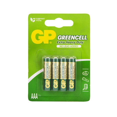 Элемент питания солевой AAA/R03 1.5В GreenCell 24G-2CR4 40/480 (блист.4шт) GP 10883