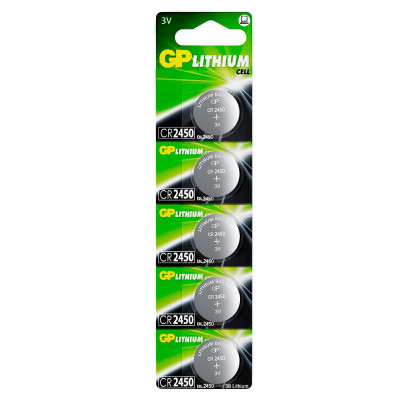 Элемент питания литиевый CR2450 CR2450-2C5 100/1000 (блист.5шт) GP 10648