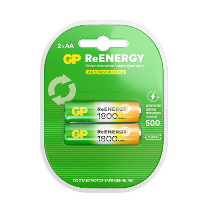 Аккумулятор AA/HR6 ReEnergy 1.2В 1800мА.ч 180AAHCRGY-2CRCB2 20/200 (блист.2шт) GP 20280