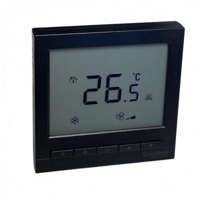 Термостат комнатный цифровой для 4тр 3ск FCU и 2-х поз. клап. 1UI 5DO Modbus 220В BS черн. SE RTF4IMLB