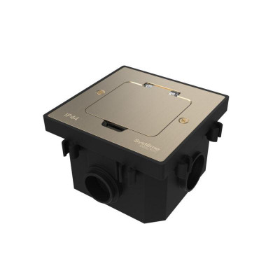 Лючок MultiDesk MDK20 на 2мод. IP44 с монтажной коробкой для бетонных полов никель SE MDK20202NC