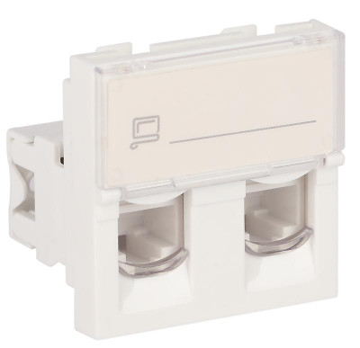 Розетка компьютерная 2-м 2хRJ45 45х45мм бел. Ruvinil АДЛ 13-913