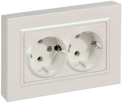 Розетка 2-м СП BRITE РСПл12-3-БрЖ 16А в сборе с заземл. без защ. шторок плоская жемчуж. IEK BR-R27-16-K36-F