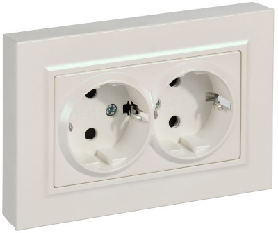 Розетка 2-м СП BRITE РСшПл12-3-БрЖ 16А в сборе с заземл. защ. шторки плоская жемчуж. IEK BR-R28-16-K36-F