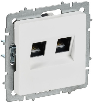 Розетка компьютерная 2-м СП BRITE РК10-2-БрАБ RJ45 кат.5E механизм арктич. бел. IEK BR-K20-1-K91