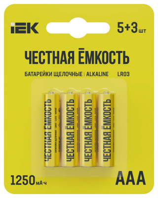 Элемент питания алкалиновый LR03/AAA ПРОМО (блист.5+3шт) IEK ABT-LR03-OP-L05-03