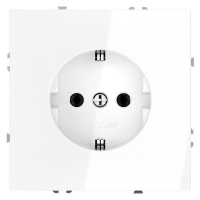 Розетка 1-м СП S70 16А с заземл. механизм бел. глянцевый Voltum VLS040101