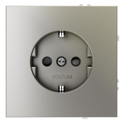 Розетка 1-м СП S70 16А с заземл. защ. шторки механизм шелк Voltum VLS040204