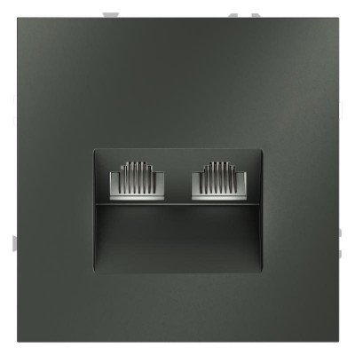 Розетка компьютерная 2-м СП S70 RJ45 + RJ45 кат.6 механизм титан Voltum VLS060206