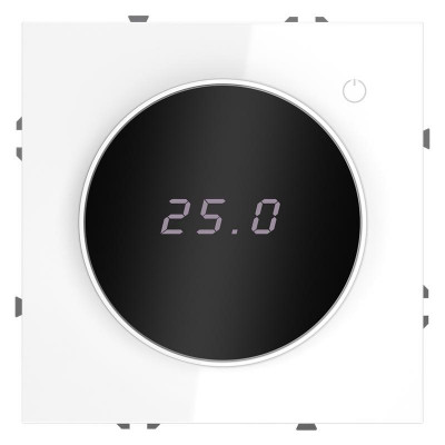 Терморегулятор электронный S70 с индикацией и датчиком для теплого пола механизм бел. глянцевый Voltum VLS070101