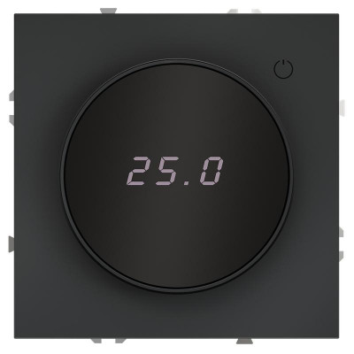 Терморегулятор электронный S70 с индикацией и датчиком для теплого пола механизм графит Voltum VLS070107