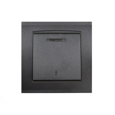 Переключатель проходной 1-кл. СП Бриллиант 10А IP20 с подсветкой в сборе графит Universal 7947380