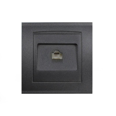 Розетка компьютерная 1-м СП Бриллиант в сборе графит Universal 7947601-Gr