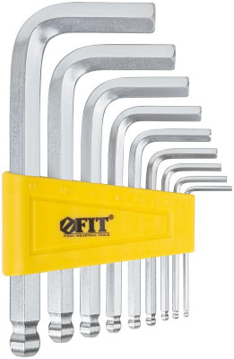 Ключ шестигранный 2-12мм с шаровым наконечником в пластик. держателе CrV сталь (уп.9шт) FIT 64192