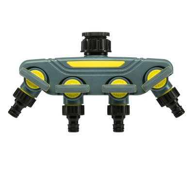 Разветвитель 4-х канальный на кран 1/2дюйм - 3/4дюйм Профи ЧЕТЫРЕ СЕЗОНА 62-0225-F