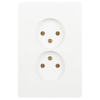 Розетка 2-м СП Style 7-204-01 16А IP20 250В 2х2P без заземл. бел. Intro Б0060641